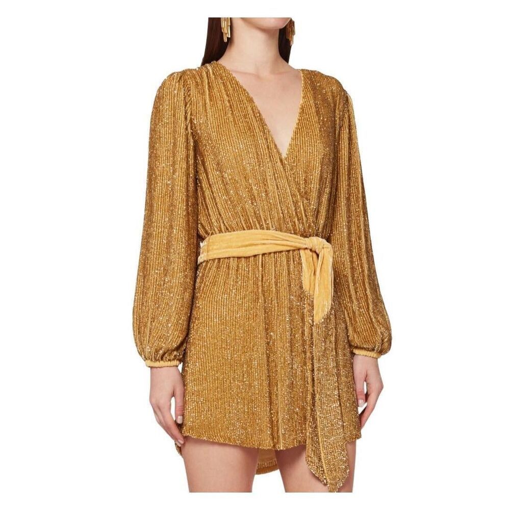 Retrofête Julie Sequin Mini Dress Gold Size S